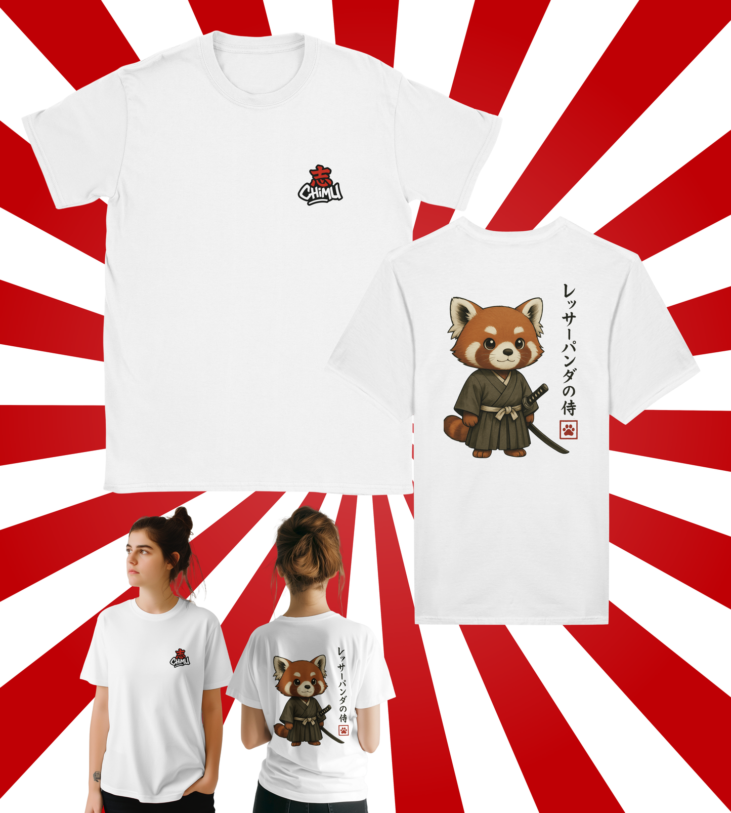 Red Panda Samurai T-Shirt Chimu Original